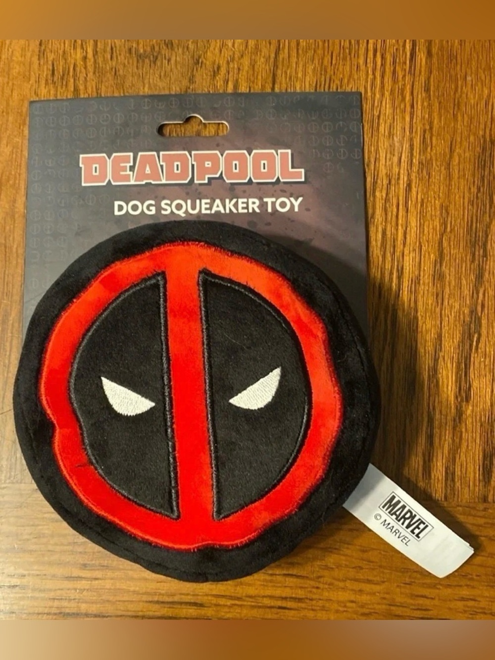 Marvel Deadpool Plush Squeaker Dog Toy Disc Icon NWT